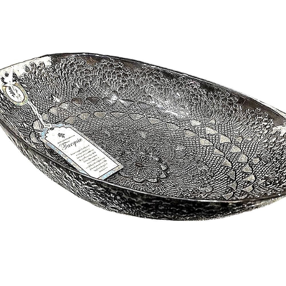 Artistic Accents Silver Lace Crochet Decorative Glass Bowl